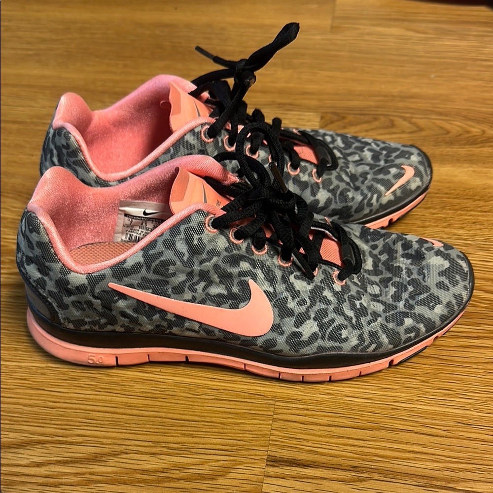 Nike Women's Athletic Shoes - Pink and Gray Leopard